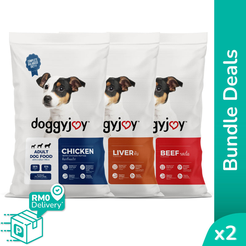 [Bundle Deals] Doggyjoy Dry Dog Food 20kg (10kg 2 packs) Chicken/Beef/Liver