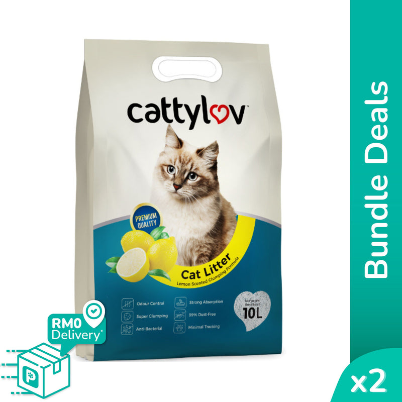 CattyLov Bentonite Cat Litter 20L (10L x 2 Bags) Lemon/Lavendar