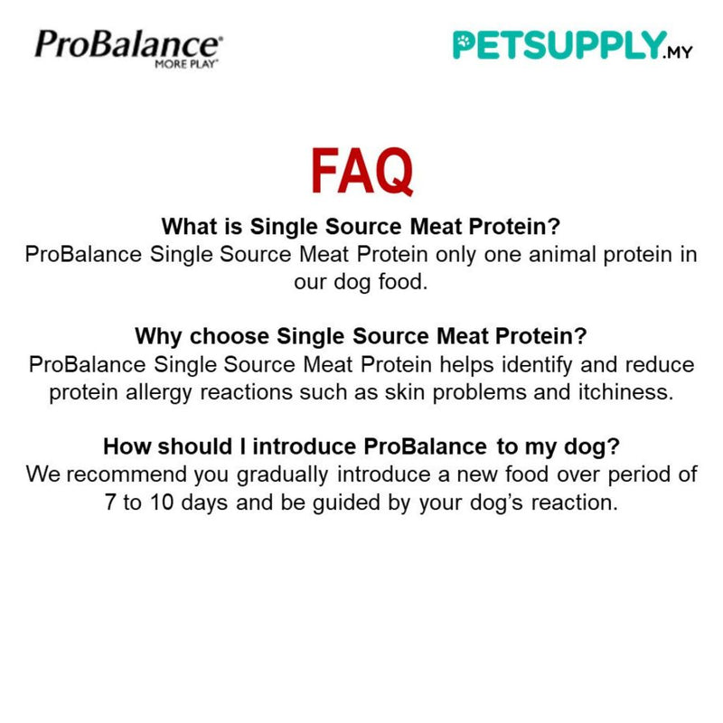 ProBalance (1.4kg / 1.5kg) Single Meat Protein Adult Dry Dog Food (Salmon/Beef/Lamb)