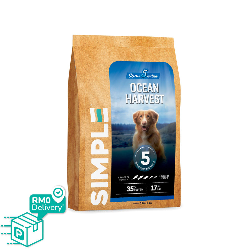 SIMPLE 3kg High Protein Raw 5 Premium Dog Dry Food with 5 Type Meat [Added Prebiotics] 3 Flavours