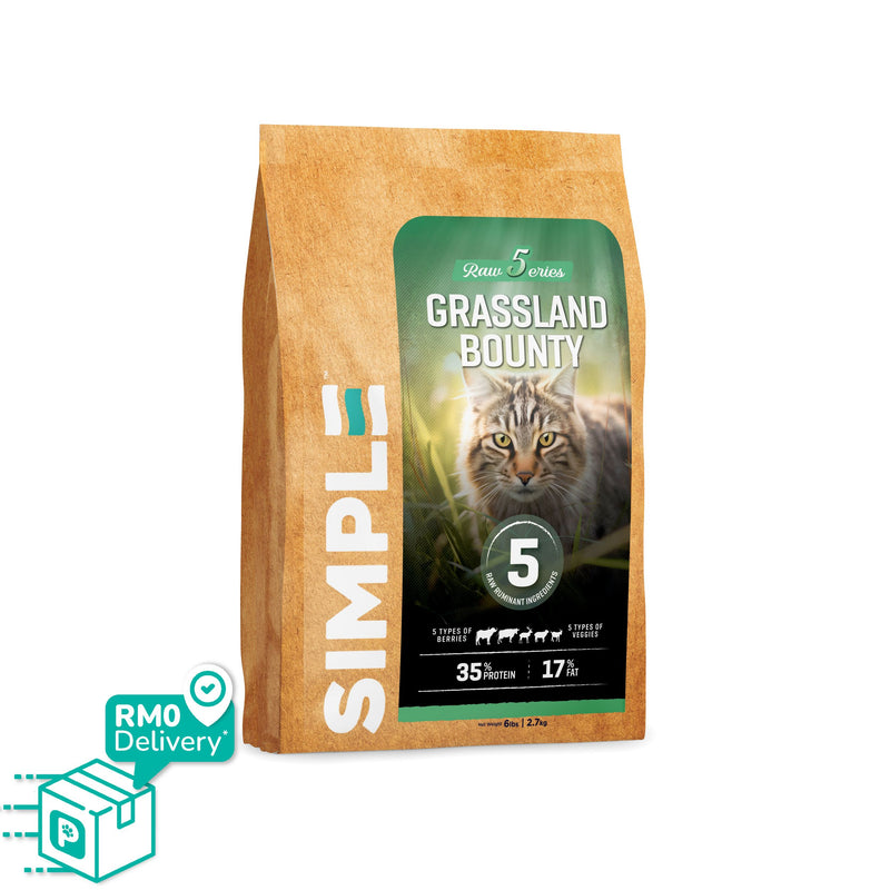 SIMPLE 2.7kg High Protein Raw 5 Premium Cat Dry Food with 5 Type Meat [Added Prebiotics] 3 Flavours