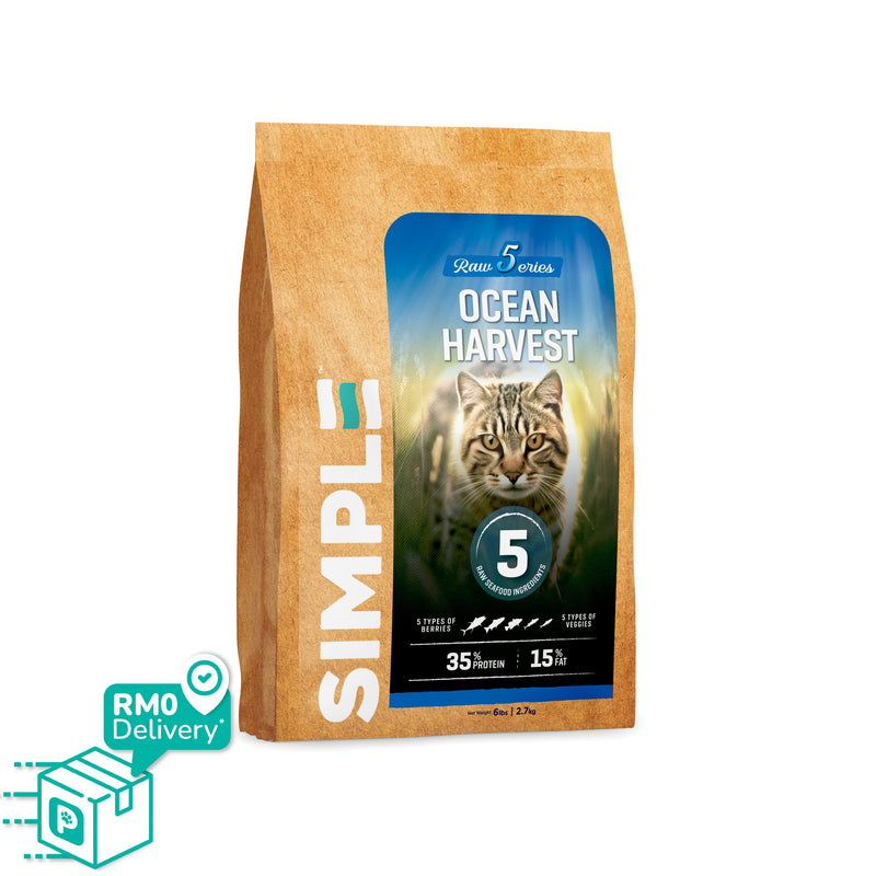 SIMPLE 2.7kg High Protein Raw 5 Premium Cat Dry Food with 5 Type Meat [Added Prebiotics] 3 Flavours