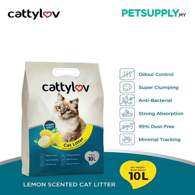 CattyLov Bentonite Cat Litter 20L (10L x 2 Bags) Lemon/Lavendar
