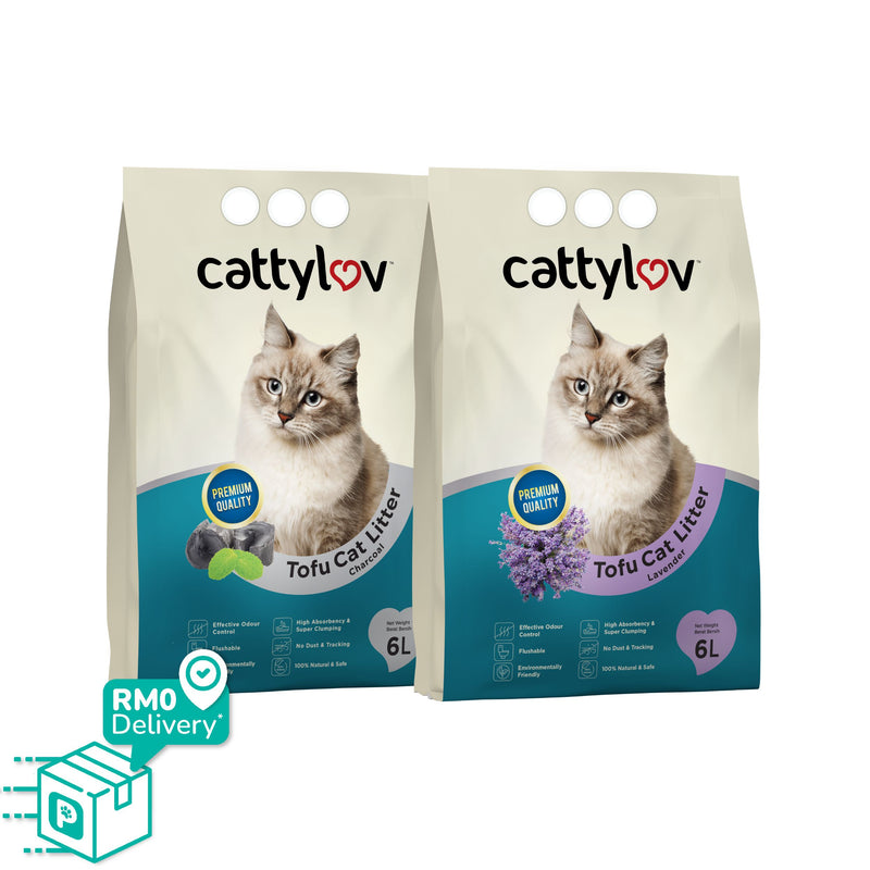 Cattylov Tofu Cat Litter 6L (Lavender/Charcoal)