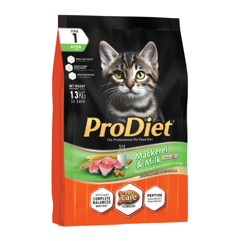 Prodiet 1.3kg Kitten Dry Cat Food - Milk Mackerel