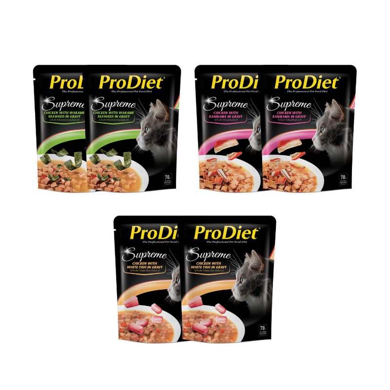 Prodiet Supreme Chicken Gravy Trial Set (White Fish / Kanikama / Wakame)