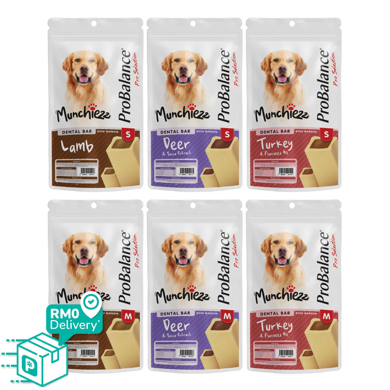 ProBalance Munchiezz Dental Bar 100g (Lamb / Turkey / Deer) Size S & M Dog Treats Dental Health Support