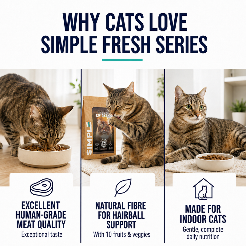 SIMPLE 2.7kg Nutrient-Rich with Added Salmon Oil Fresh Human-Grade Premium Cat Dry Food (Fish/Aussie Lamb/Chicken)