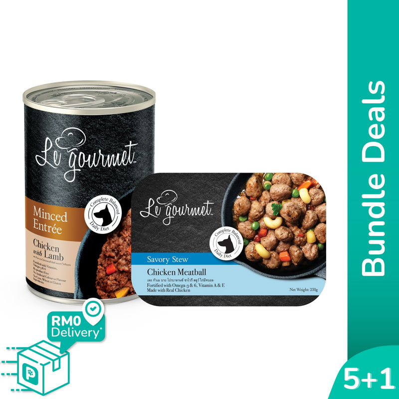 [Buy 5 Free 1] Le gourmet Minced Entree and Savory Stew Series Wet Dog Food (230g/400g)