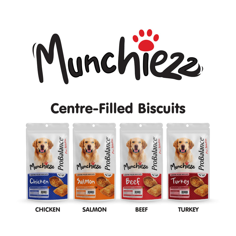 ProBalance Munchiezz Centre-Filled Biscuits 100g (Chicken / Salmon / Beef / Turkey) Dog Treats Dental Health Support