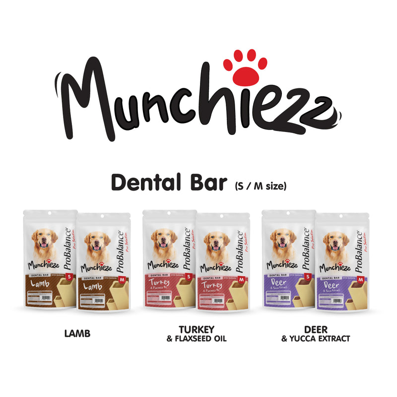 ProBalance Munchiezz Dental Bar 100g (Lamb / Turkey / Deer) Size S & M Dog Treats Dental Health Support