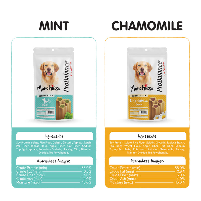 ProBalance Munchiezz Dental Stick 100g (Mint / Chamomile / Lemon) Dog Treats Dental Health Support