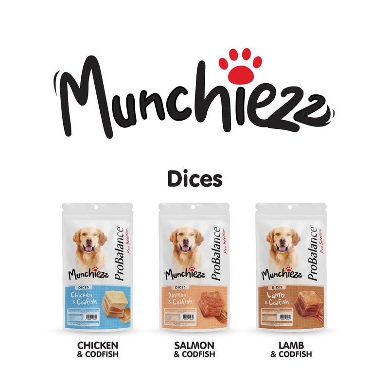 ProBalance Munchiezz Dices 100g (Chicken / Salmon / Lamb) Dog Treats Dental Health Support