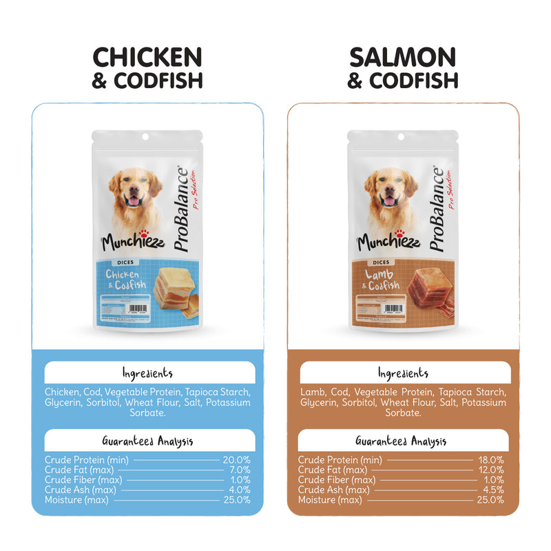ProBalance Munchiezz Dices 100g (Chicken / Salmon / Lamb) Dog Treats Dental Health Support