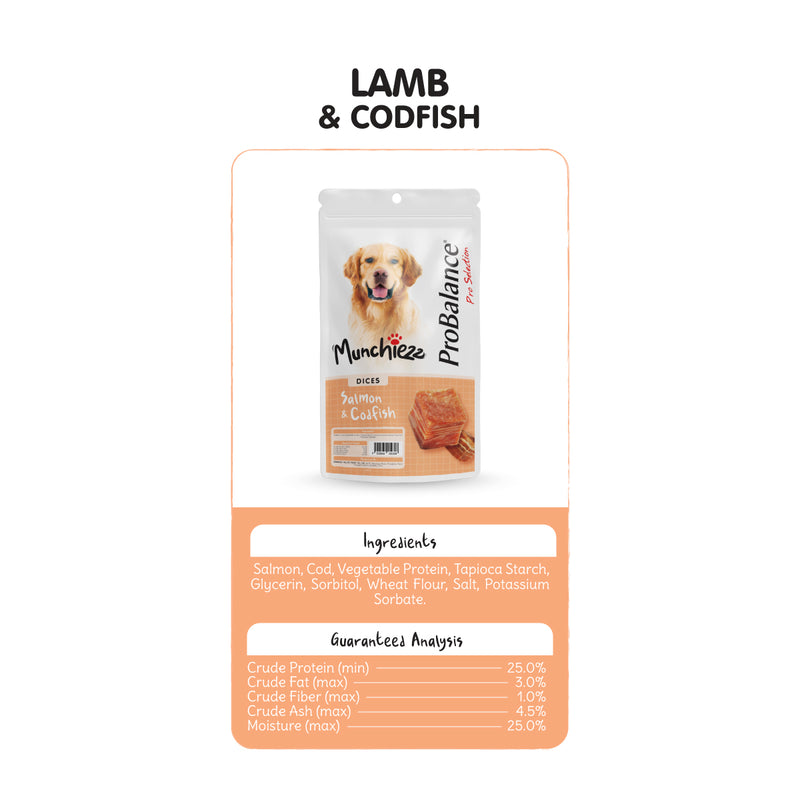 ProBalance Munchiezz Dices 100g (Chicken / Salmon / Lamb) Dog Treats Dental Health Support