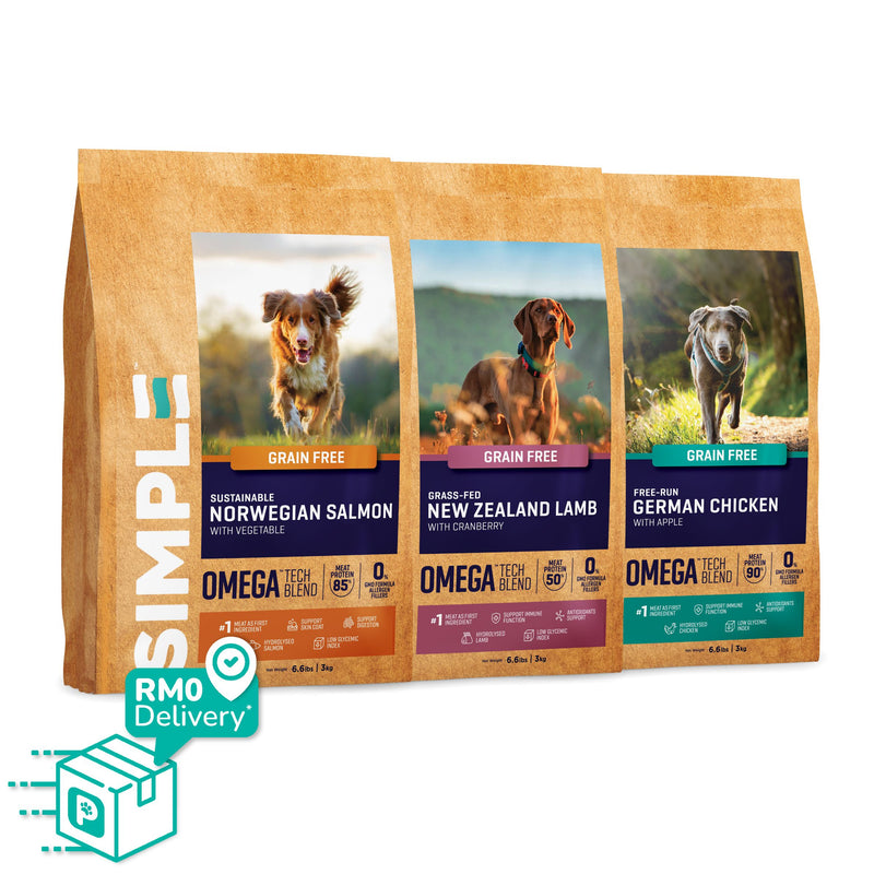 SIMPLE 3kg Allergy-Free Grain-Free Premium Dog Dry Food (Salmon / Chicken / Lamb)