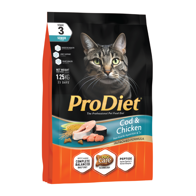 Prodiet 1.25kg Senior Dry Cat Food - Cod Fish & Chicken