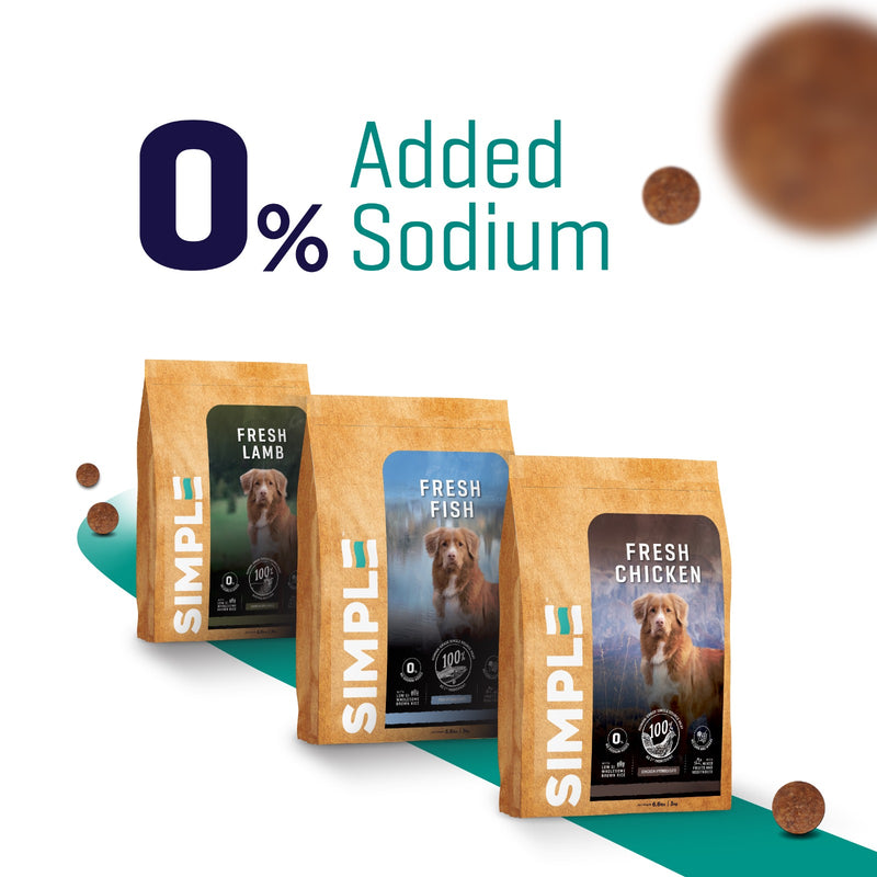 SIMPLE 3kg Monoprotein Nutrient-Rich Added Salmon Oil Fresh Human-Grade Premium Dog Dry Food (Fish/Lamb/Chicken)