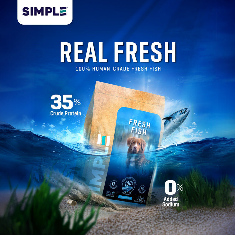 SIMPLE 3kg Monoprotein Nutrient-Rich Added Salmon Oil Fresh Human-Grade Premium Dog Dry Food (Fish/Lamb/Chicken)