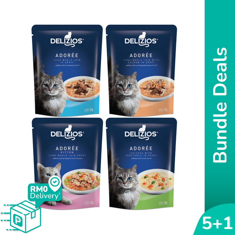 [Buy 5 Free 1] Delizios Adoree 70g Gravy Wet Cat Food Adult & Kitten