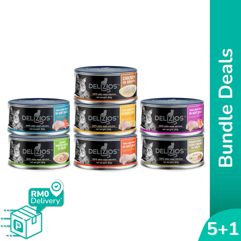 [Buy 5 Free 1] Delizios 400g Bonito White Meat Series Wet Cat Food (Free Cheese)
