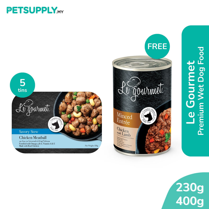 [Buy 5 Free 1] Le gourmet Minced Entree and Savory Stew Series Wet Dog Food (230g/400g)