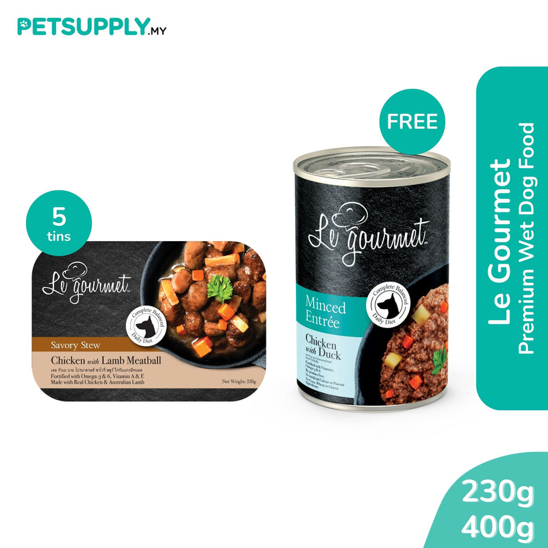[Buy 5 Free 1] Le gourmet Minced Entree and Savory Stew Series Wet Dog Food (230g/400g)