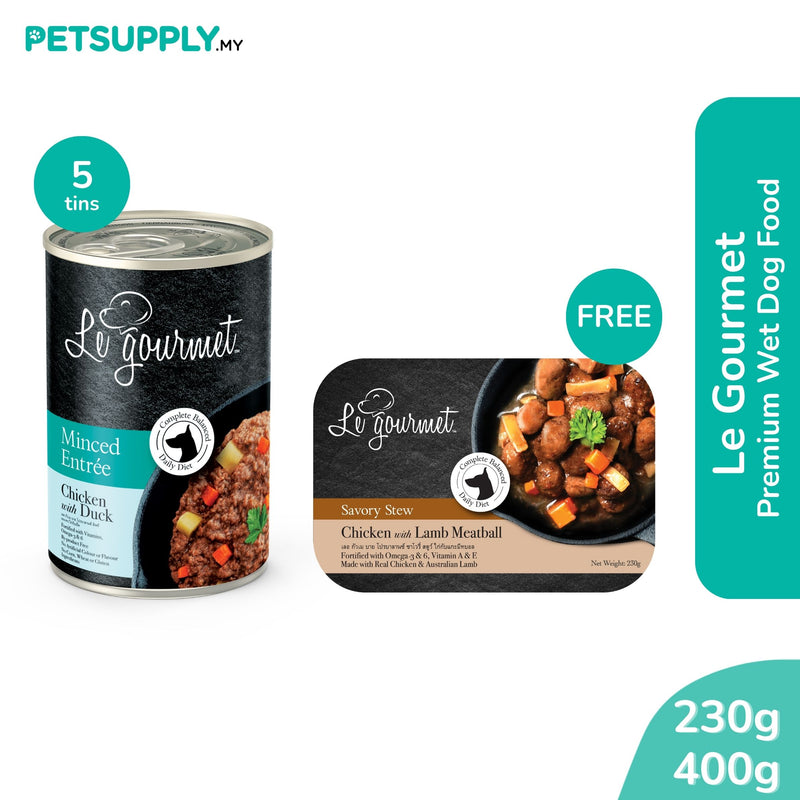 [Buy 5 Free 1] Le gourmet Minced Entree and Savory Stew Series Wet Dog Food (230g/400g)