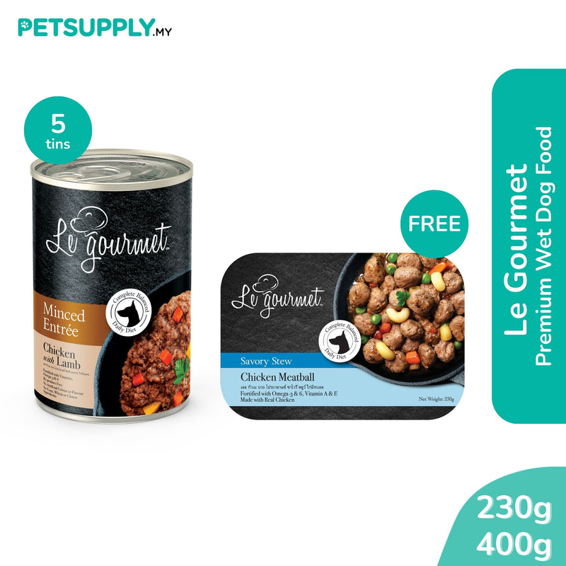 [Buy 5 Free 1] Le gourmet Minced Entree and Savory Stew Series Wet Dog Food (230g/400g)