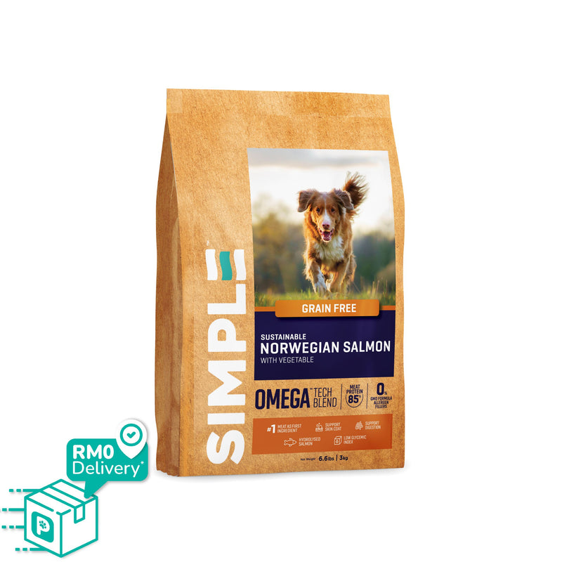 SIMPLE 3kg Allergy-Free Grain-Free Premium Dog Dry Food (Salmon / Chicken / Lamb)