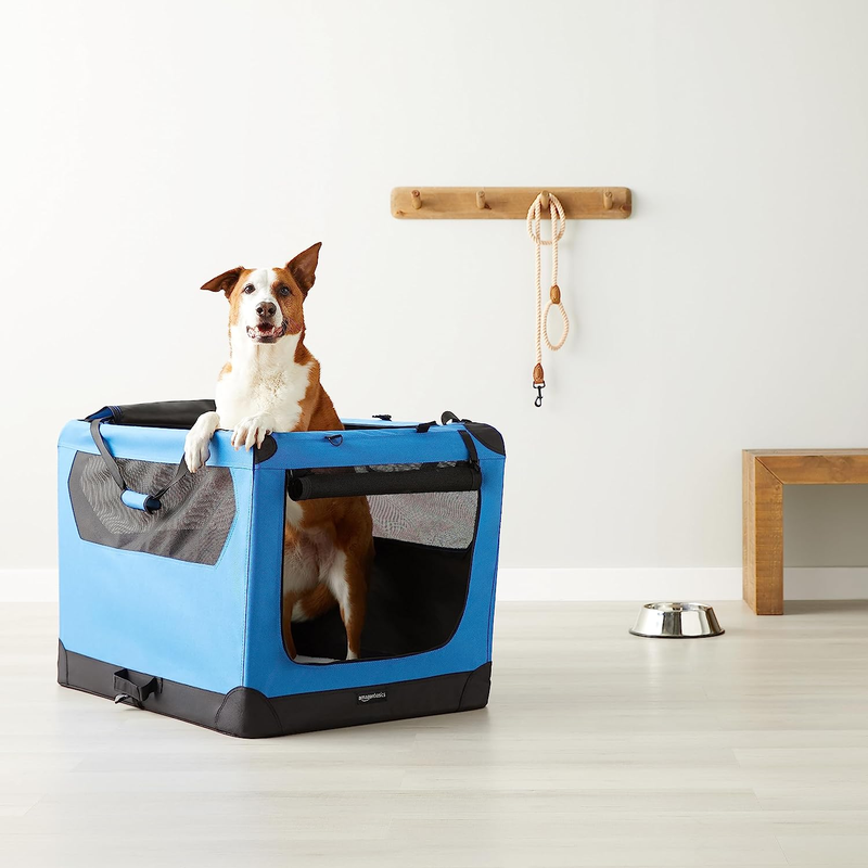 Funtails Premium Folding Portable Soft Pet Crate (Blue)