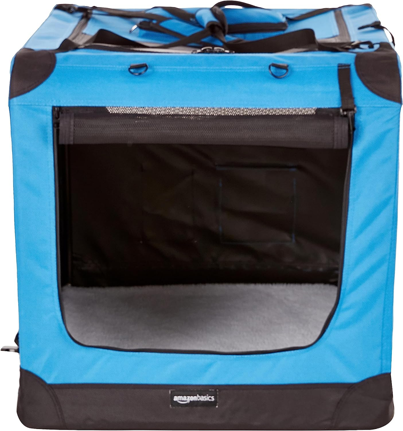 Funtails Premium Folding Portable Soft Pet Crate (Blue)