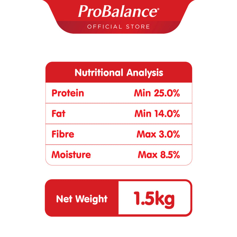 ProBalance Single Source Meat Dry Kibble Dog Food for Small Breed - Lamb (1.5kg) Tear Stain Formula